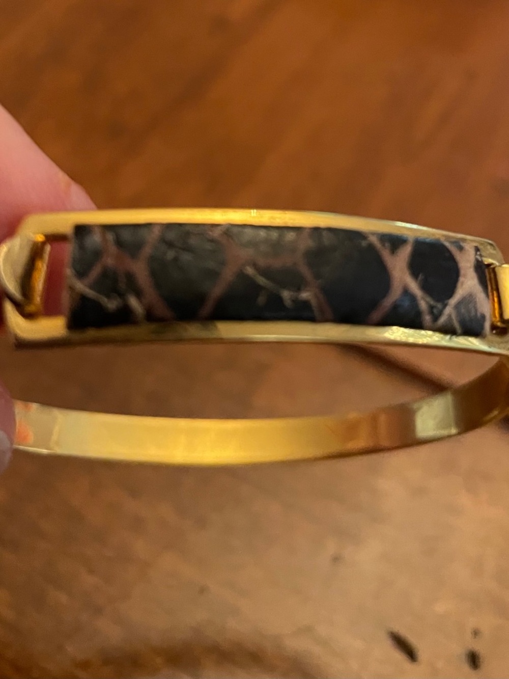 South Moon Under Gold Bangle with Snakeskin inlay
